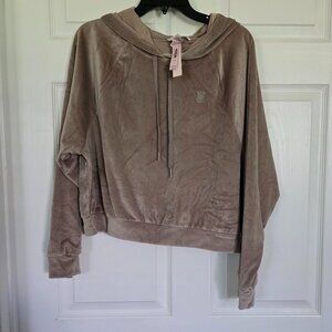 NWT Victoria's Secret L Tan Velvet Lounge hoodie